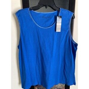 Rebecca Malone Women’s Size XL New With Tags NWT Blue Sleeveless Top Stretch
